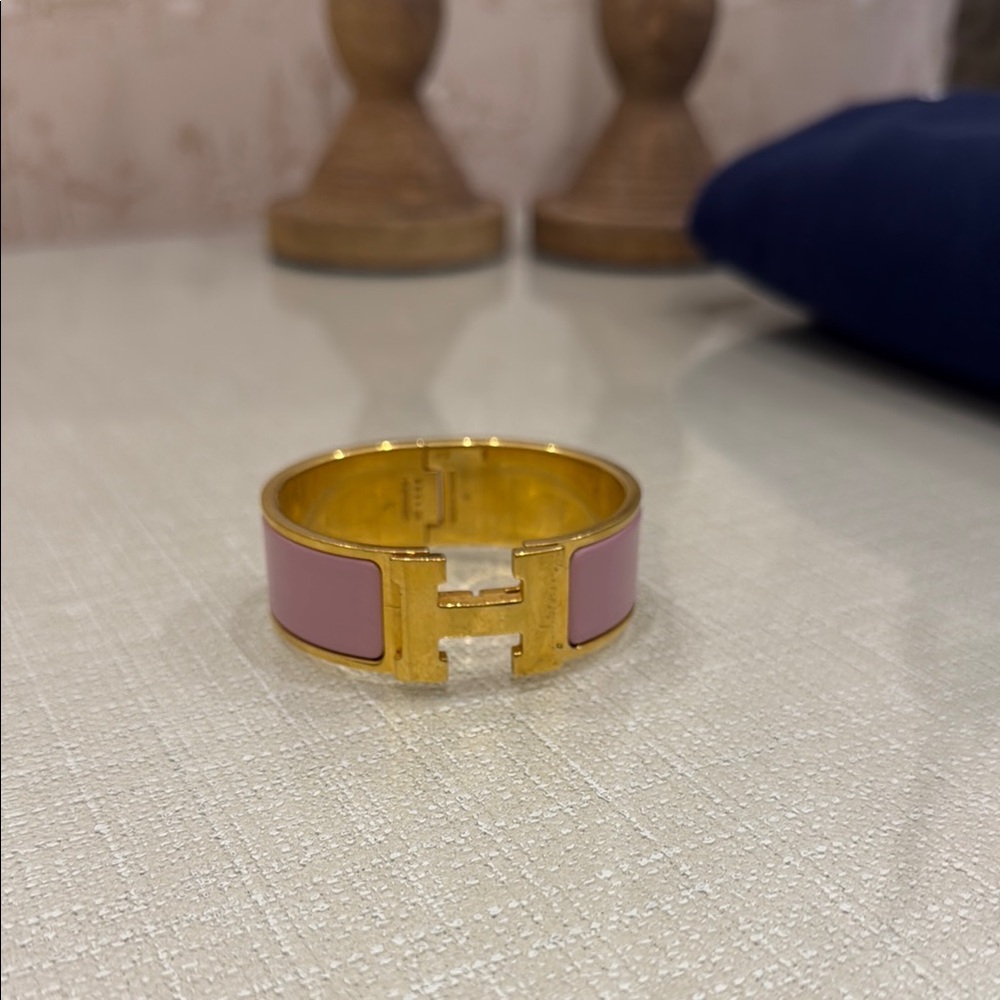 Gold and Pink Cuff Bracelet with Metallic Detail